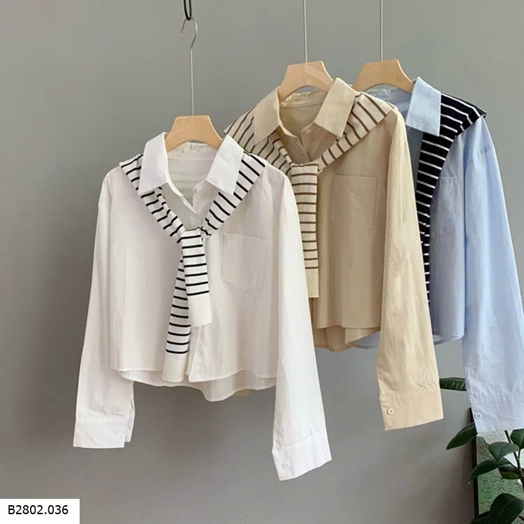ÁO SƠ MI KẺ KÈM KHĂN NỮ    Sỉ 165k