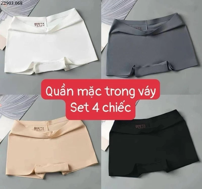 SÉT 4 QUẦN MẶC TRONG VÁY Sỉ 80k/1 set 4 chiếc mix màu 