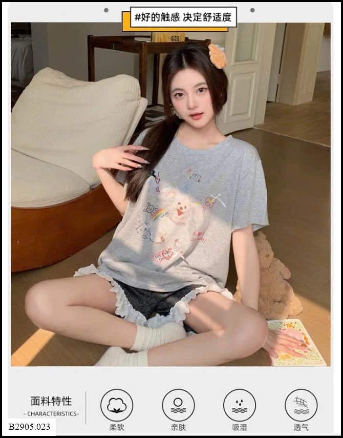  BỘ CỘC MẶC NHÀ QUẦN MIX REN Si 145k