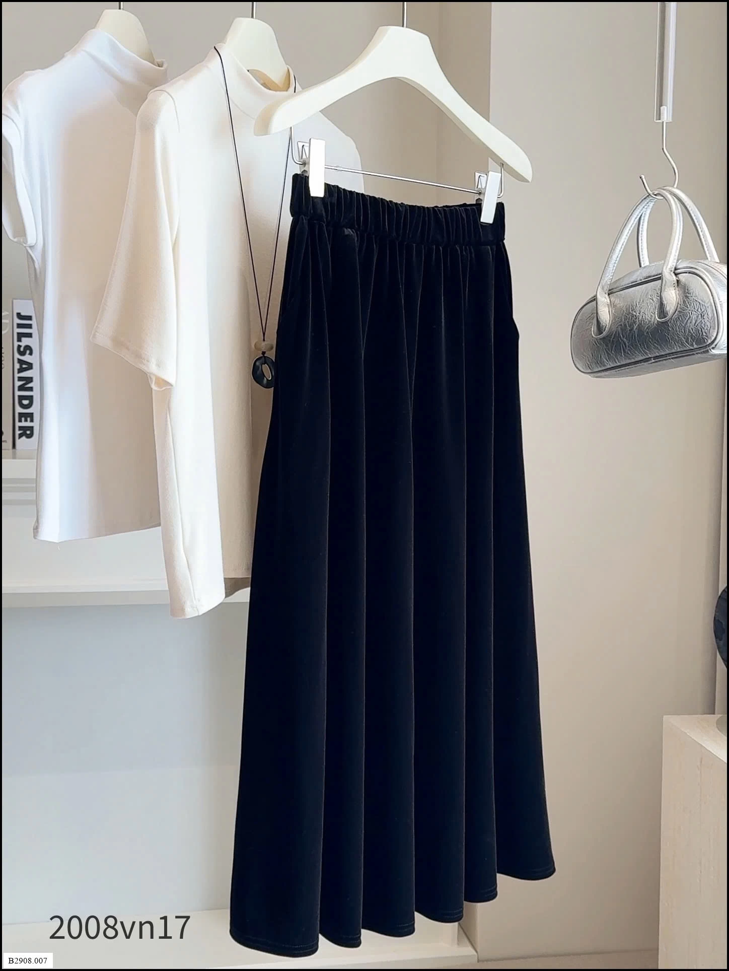 CHÂN VÁY NHUNG XOÈ DÁNG DÀI ANNA Giá sỉ 160k