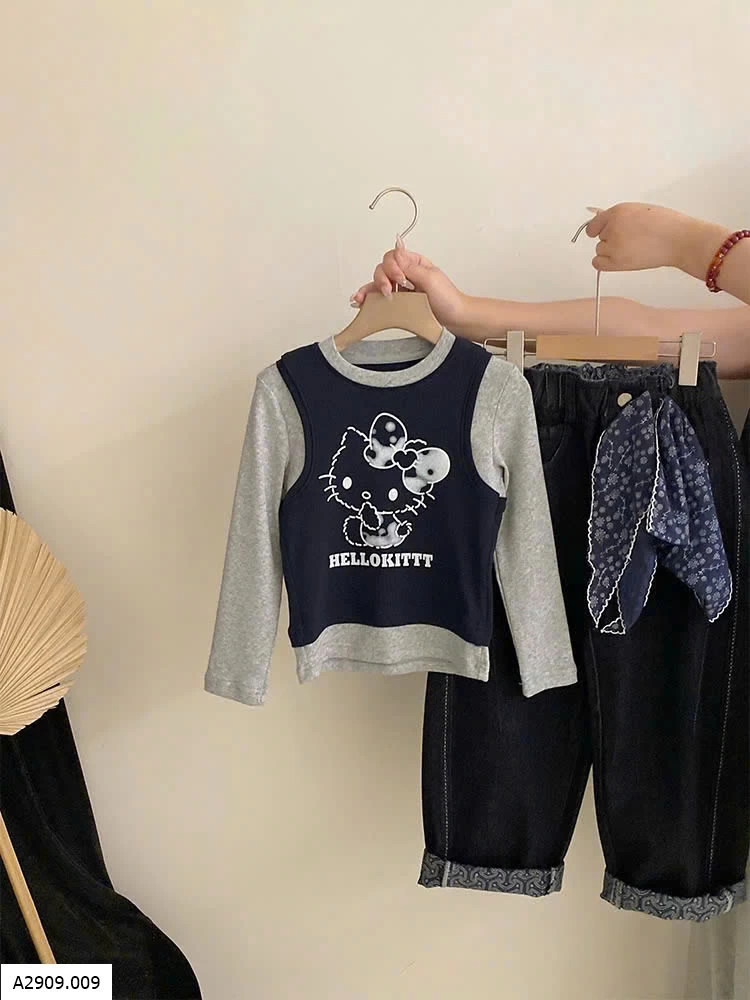 SET ÁO KITTY MIX QUẦN JEAN BG   Giá sỉ áo: 165k  quần: 225k 