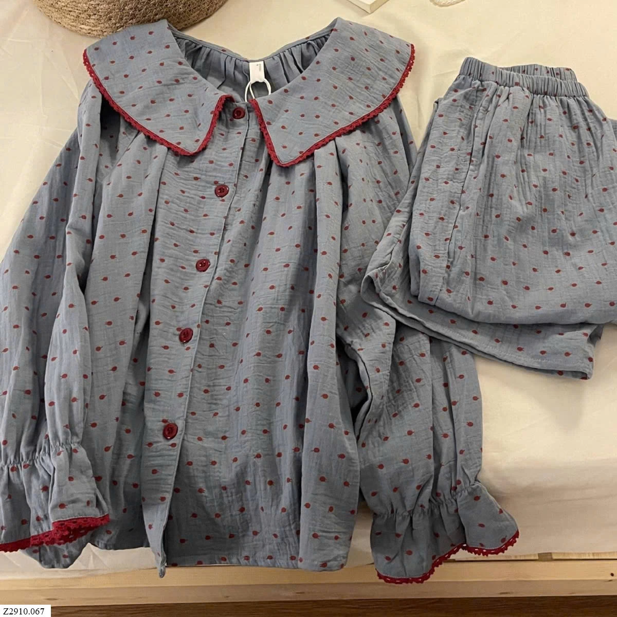 SET PIJAMA CỔ SEN TAY DÀI   Sỉ 130k