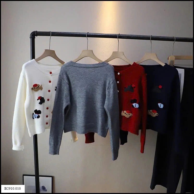 ÁO KHOÁC LEN THÊU CÚN  Giá sỉ 181k