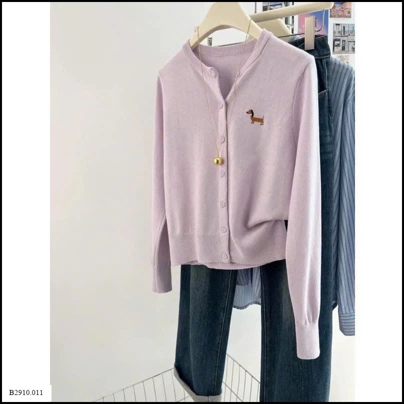 ÁO LEN CARDIGAN THÊU HÌNH CÚN   Giá sỉ 135ka