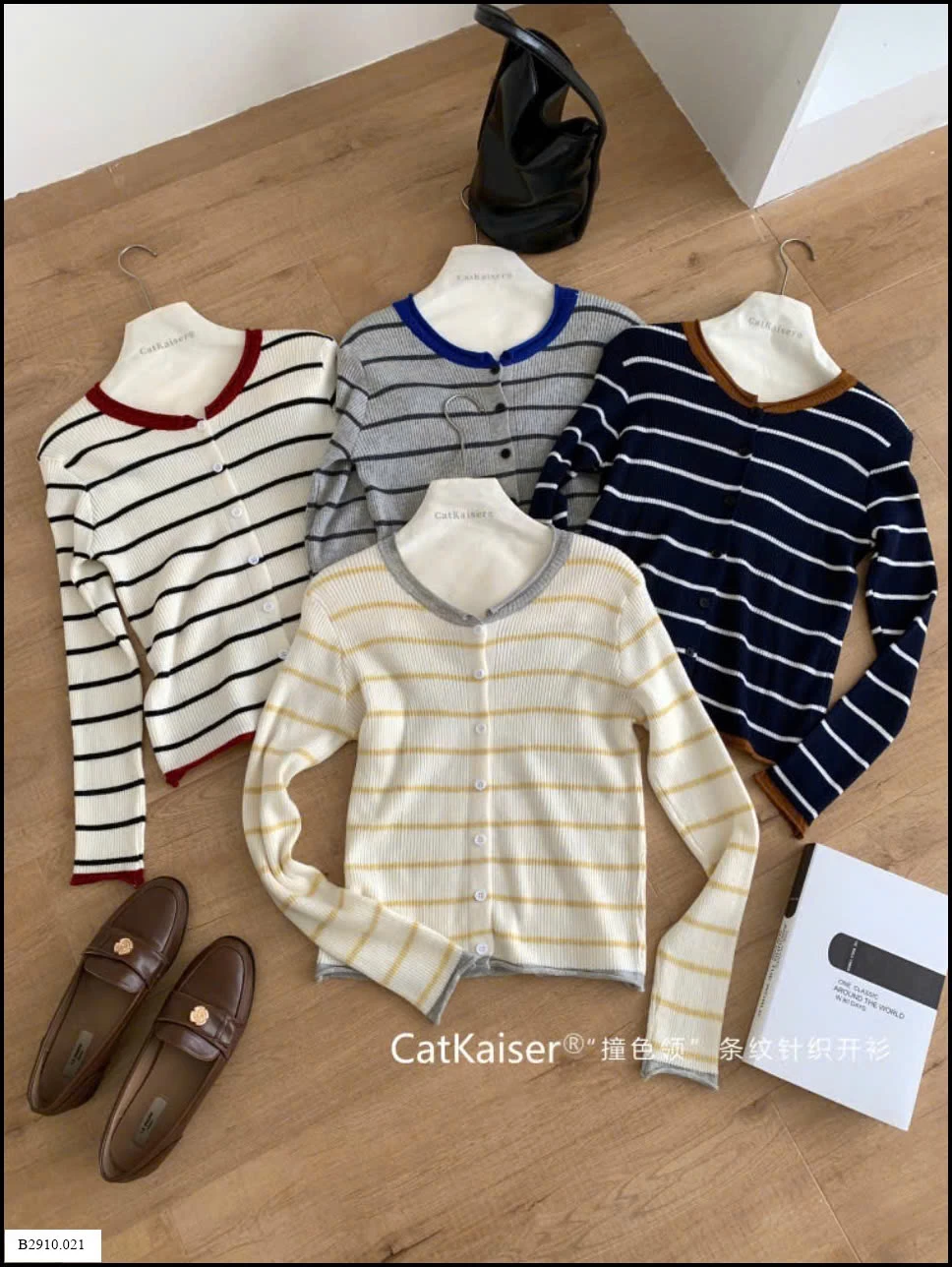 ÁO LEN KẺ MỎNG CATKAISER   Giá sỉ 144k