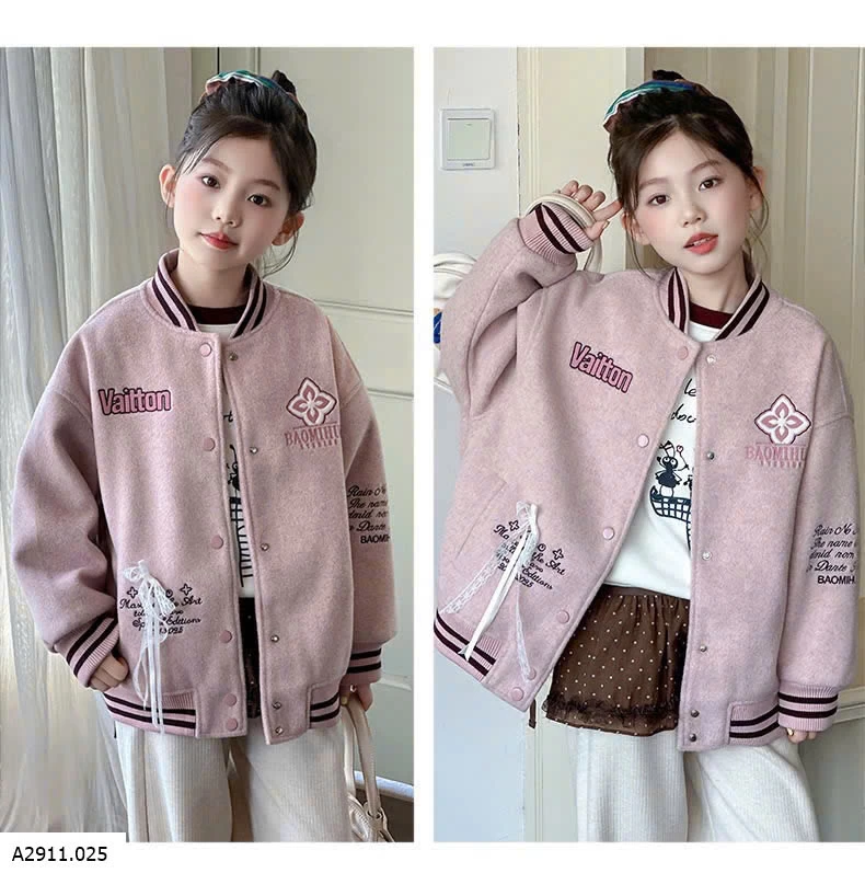 ÁO KHOÁC BOMBER HỒNG CHO BÉ GÁI  Giá sỉ 340k