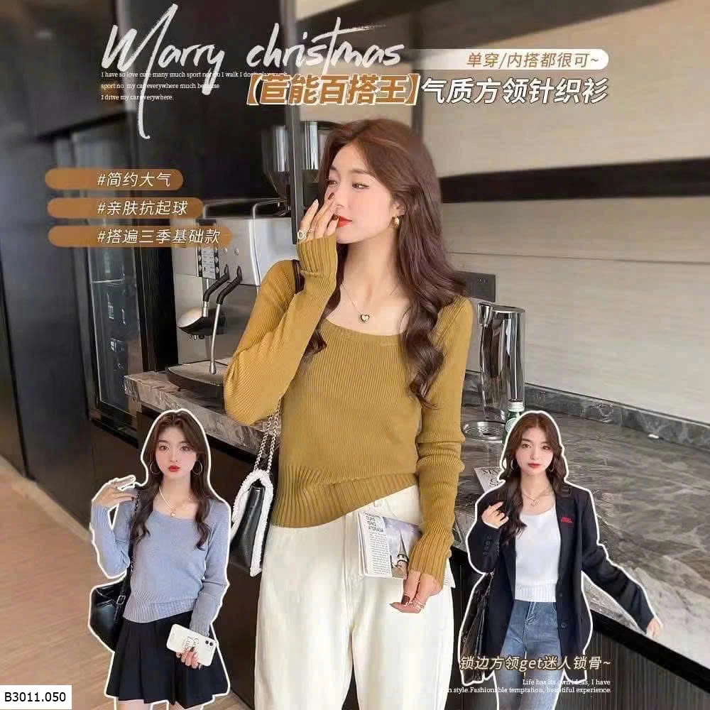 ÁO LEN CỔ VUÔNG ÔM BODY  Giá sỉ 140k