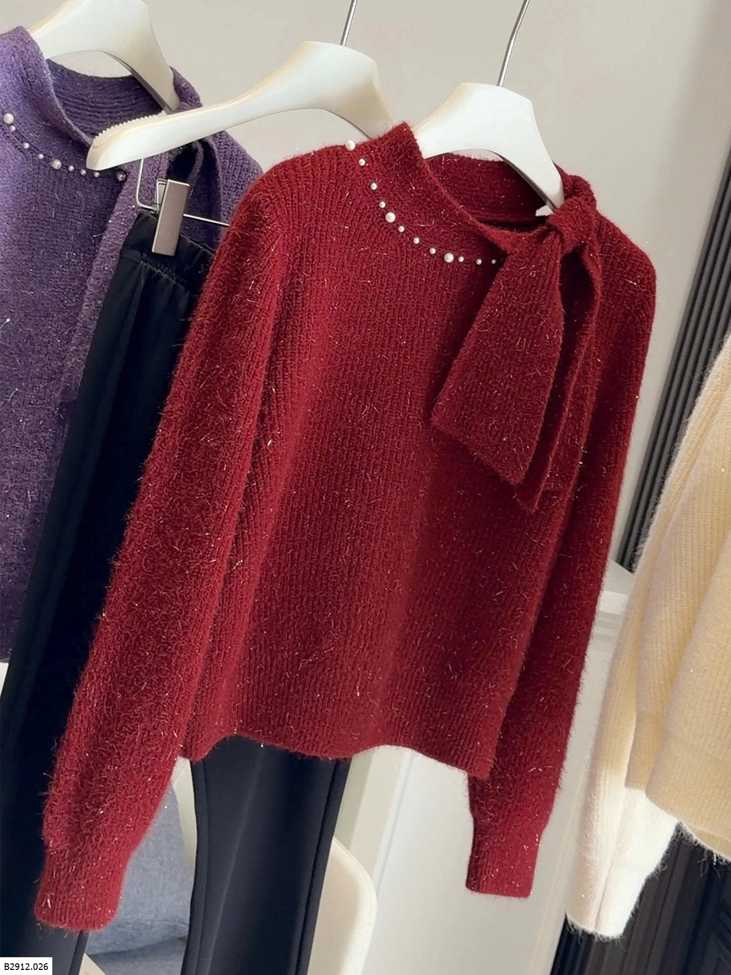 ÁO LEN PHỐI VẠT CỔ ANNA   Giá sỉ 215k