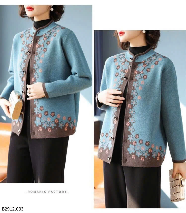 ÁO KHOÁC LEN HOẠ TIẾT HOA TRUNG NIÊN   Giá sỉ 250k