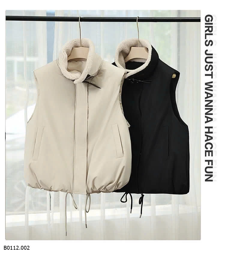 ÁO KHOÁC GILE CỔ BẺ PHỐI LÔNG CỪU  Giá sỉ 200k