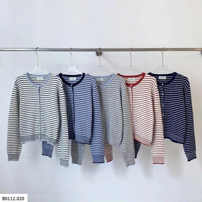 CARDIGAN LEN KẺ PHỐI MÀU VIỀN  Giá sỉ 190k