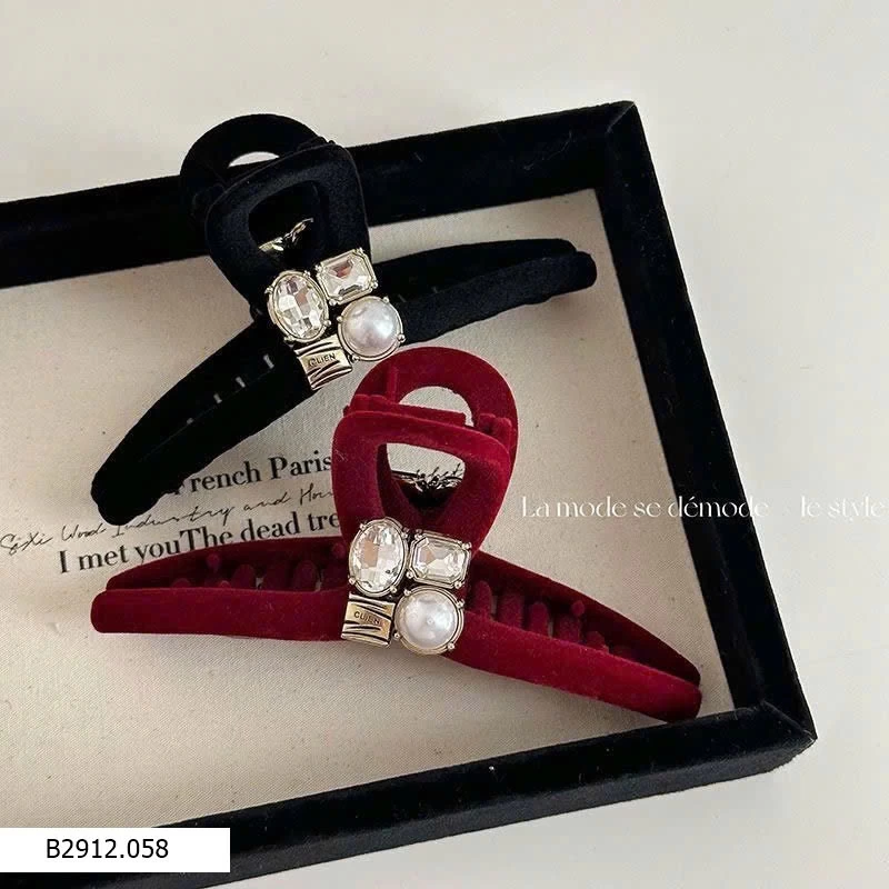 KẸP TÓC NƠ NHUNG ĐÍNH ĐÁ & NGỌC TRAI  Giá sỉ 50k