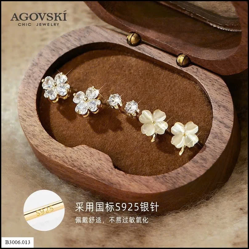 KHUYÊN TAI CỎ 4 LÁ HÃNG AGOVSKI Sỉ giá 135k