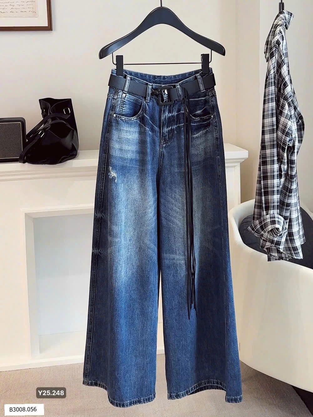 QUẦN JEAN MỀM KÈM BELT ANNA   Giá sỉ 280k