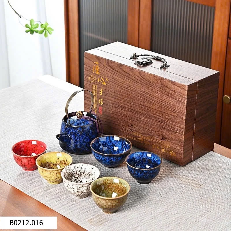 Bộ ấm chén ngũ hành phong thuỷ kèm hộp gỗ Giá sỉ 210k