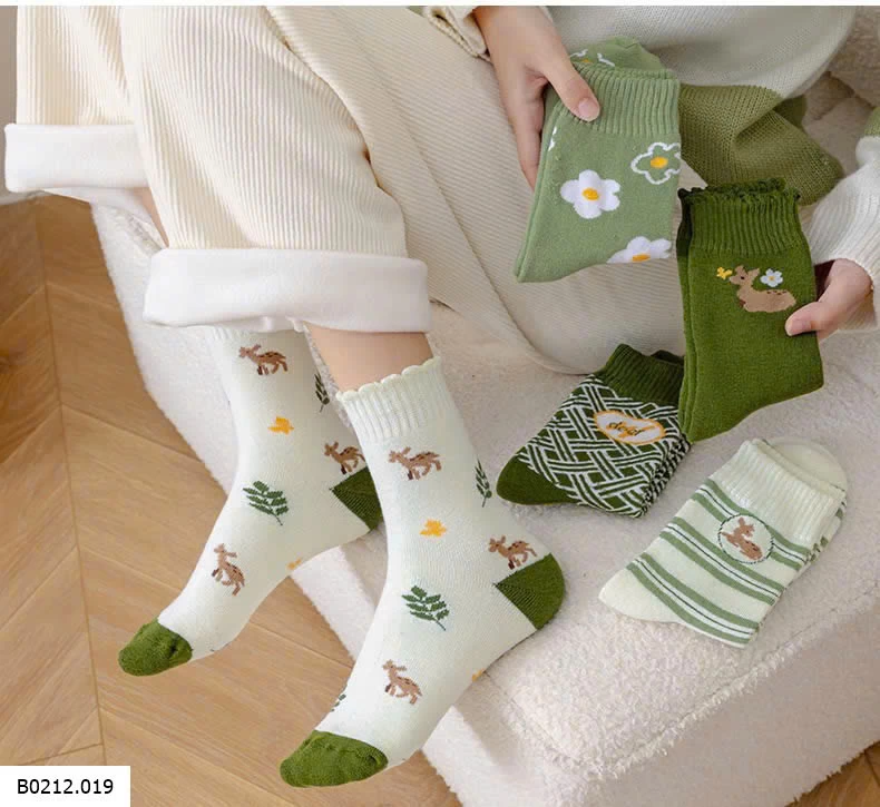 SET 5 ĐÔI TẤT CỔ CAO HOẠ TIẾT  Giá sỉ 60k/s