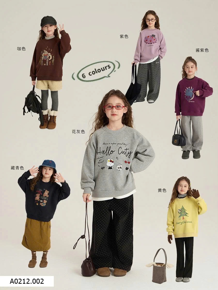 BST ÁO NỈ HOẠ TIẾT BÉ GÁI NHÀ AMBB Giá sỉ 90-150: 150k 160: 170k 170: 190k