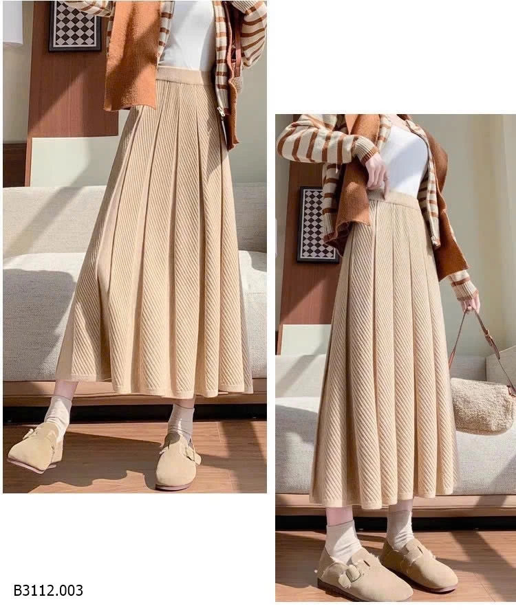 CHÂN VÁY DÀI XẾP LY DỆT GÂN  Giá sỉ 155k