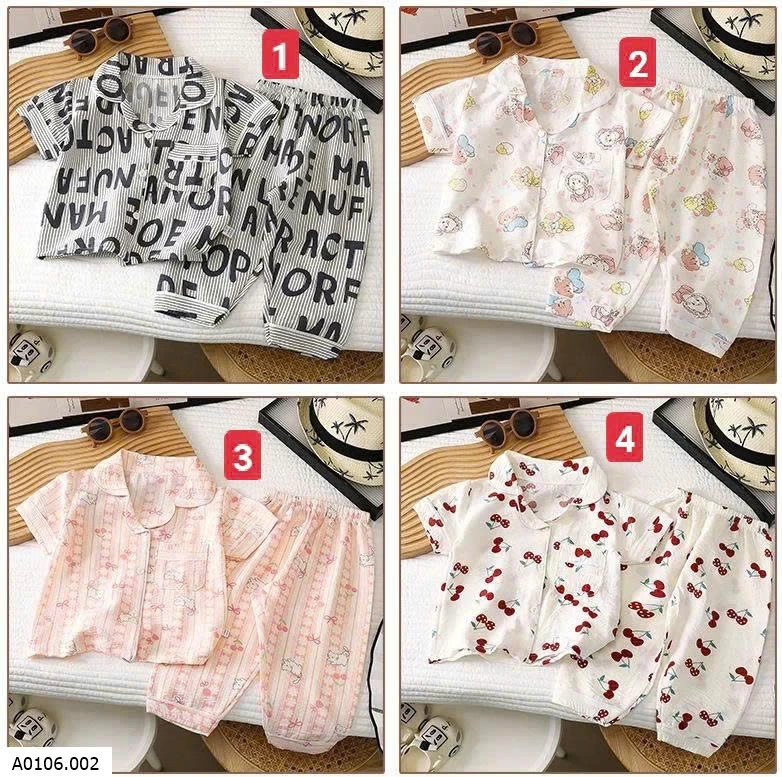 BỘ PIJAMA ÁO CHO BÉ    Sỉ 80-110: 76K  120-140: 90K