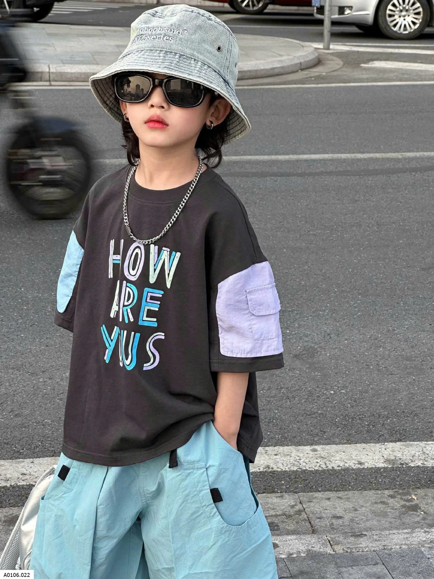  ÁO PHÔNG TAY PHỐI MÀU SHORT XANH Sỉ giá áo: 114k quần: 133k