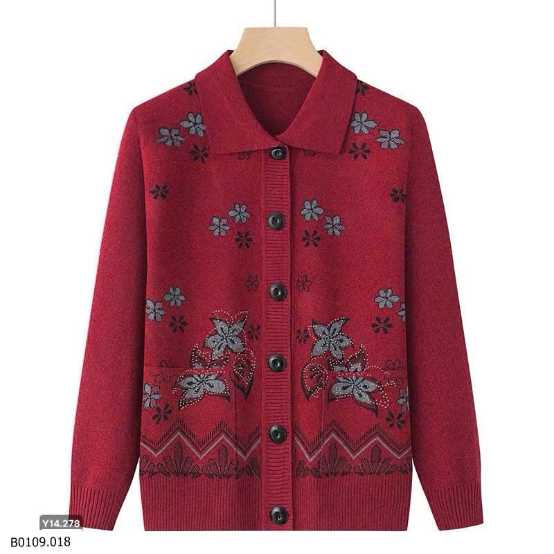 ÁO KHOÁC LEN HÌNH HOA TRUNG NIÊN   Giá sỉ 120k