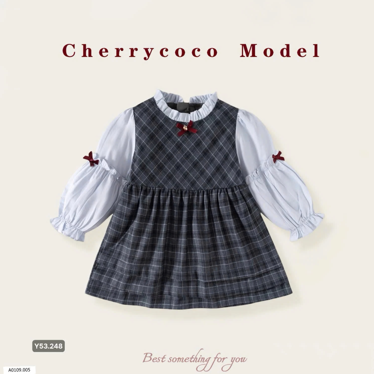 Váy kẻ phối tay nhà Cherycoco   Giá sỉ 215k