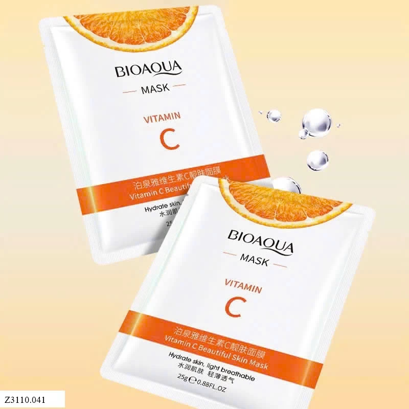 SÉT 30 MIẾNG MẶT NẠ VITAMIN C BIOAQUA    Sỉ 90k/ 1 sét 30 miếng