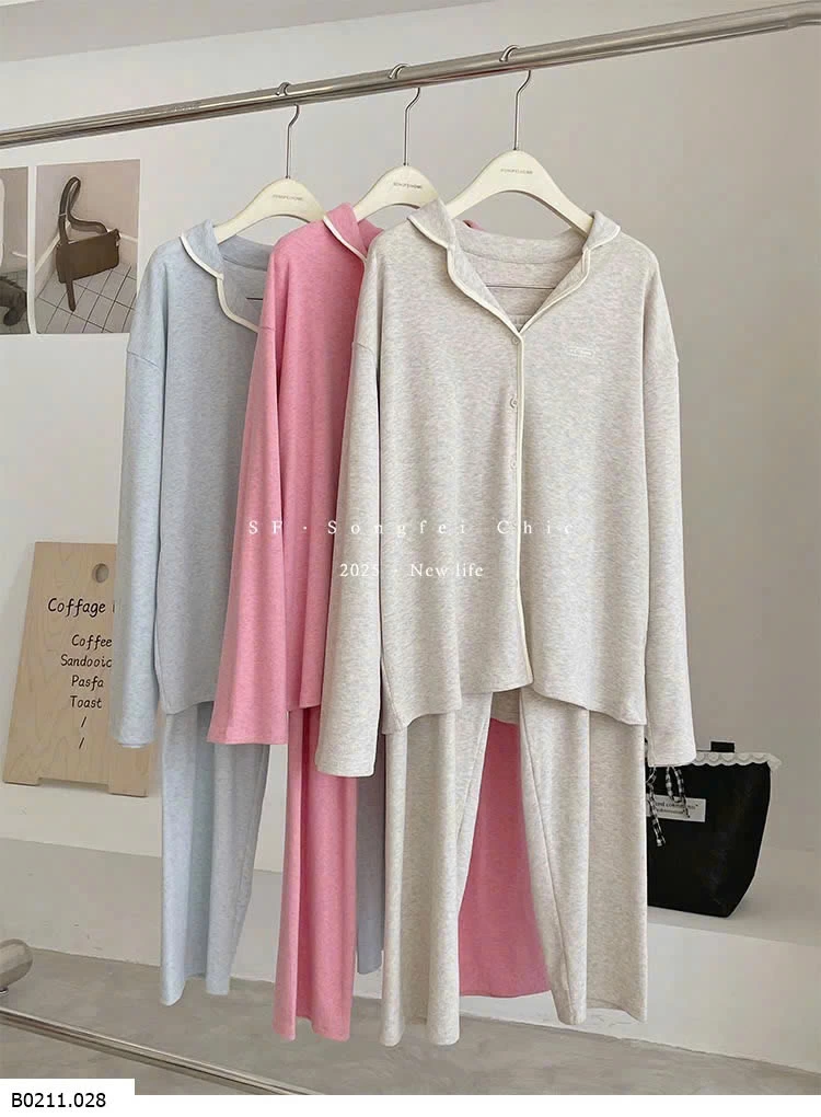 BỘ PIJAMA DÀI CỔ BÈO NỮ  Giá sỉ 240