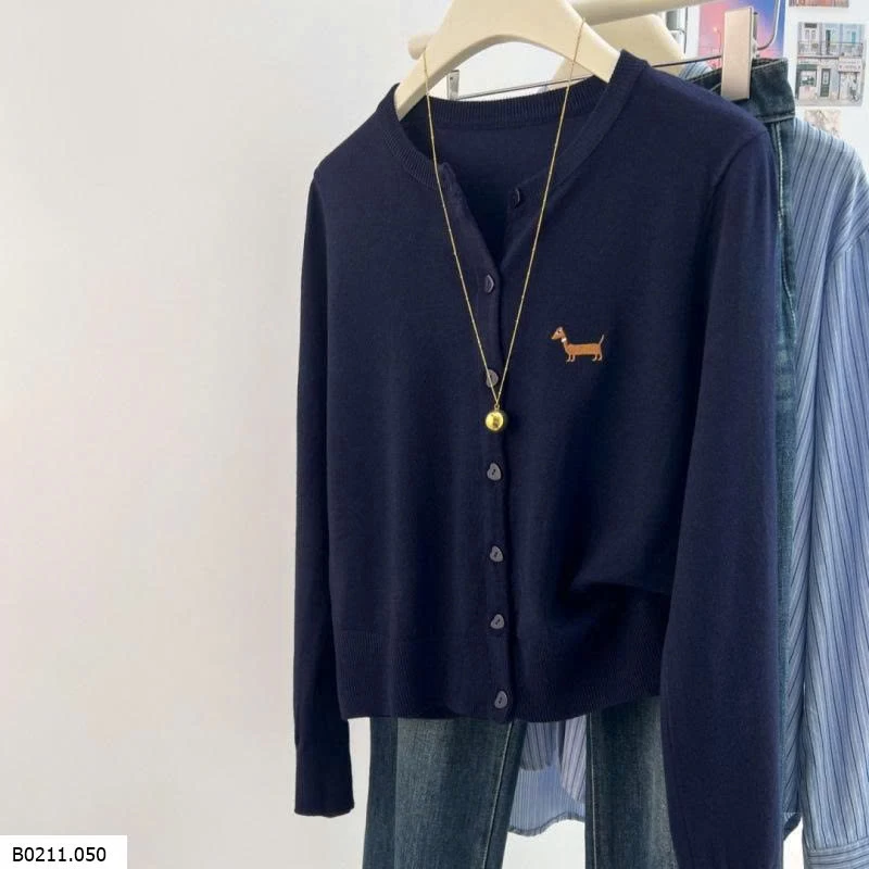  ÁO LEN CARDIGAN THÊU HÌNH CÚN   Giá sỉ 137k