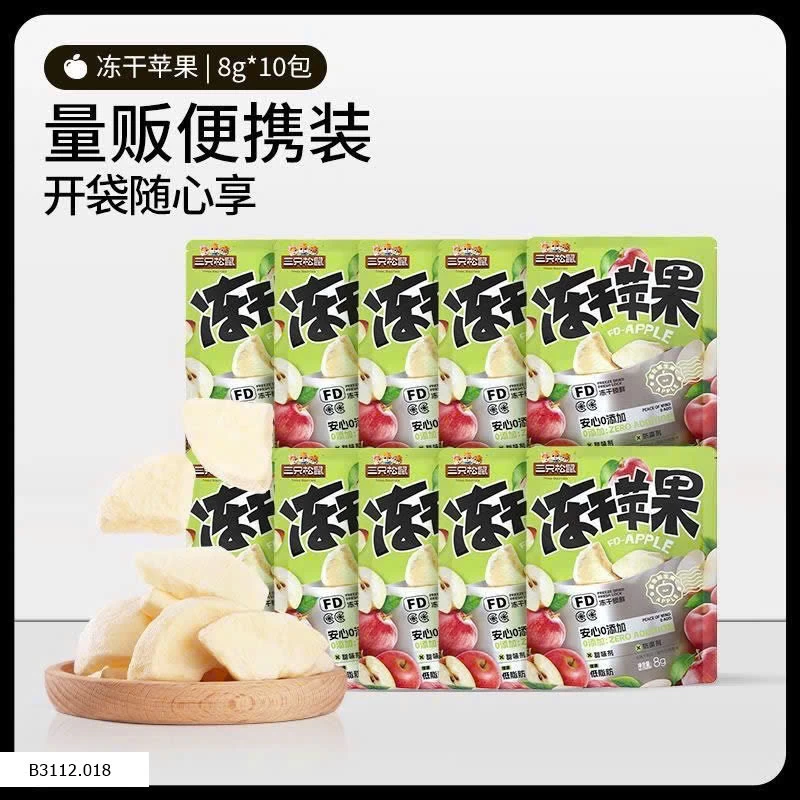 SET 10 GÓI TÁO KHÔ SẤY GIÒN 3 CON SÓC  Giá sỉ 80k