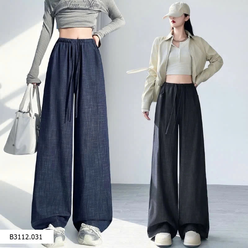 QUẦN ỐNG RỘNG LƯNG THUN GIẢ JEAN  Giá sỉ 200k