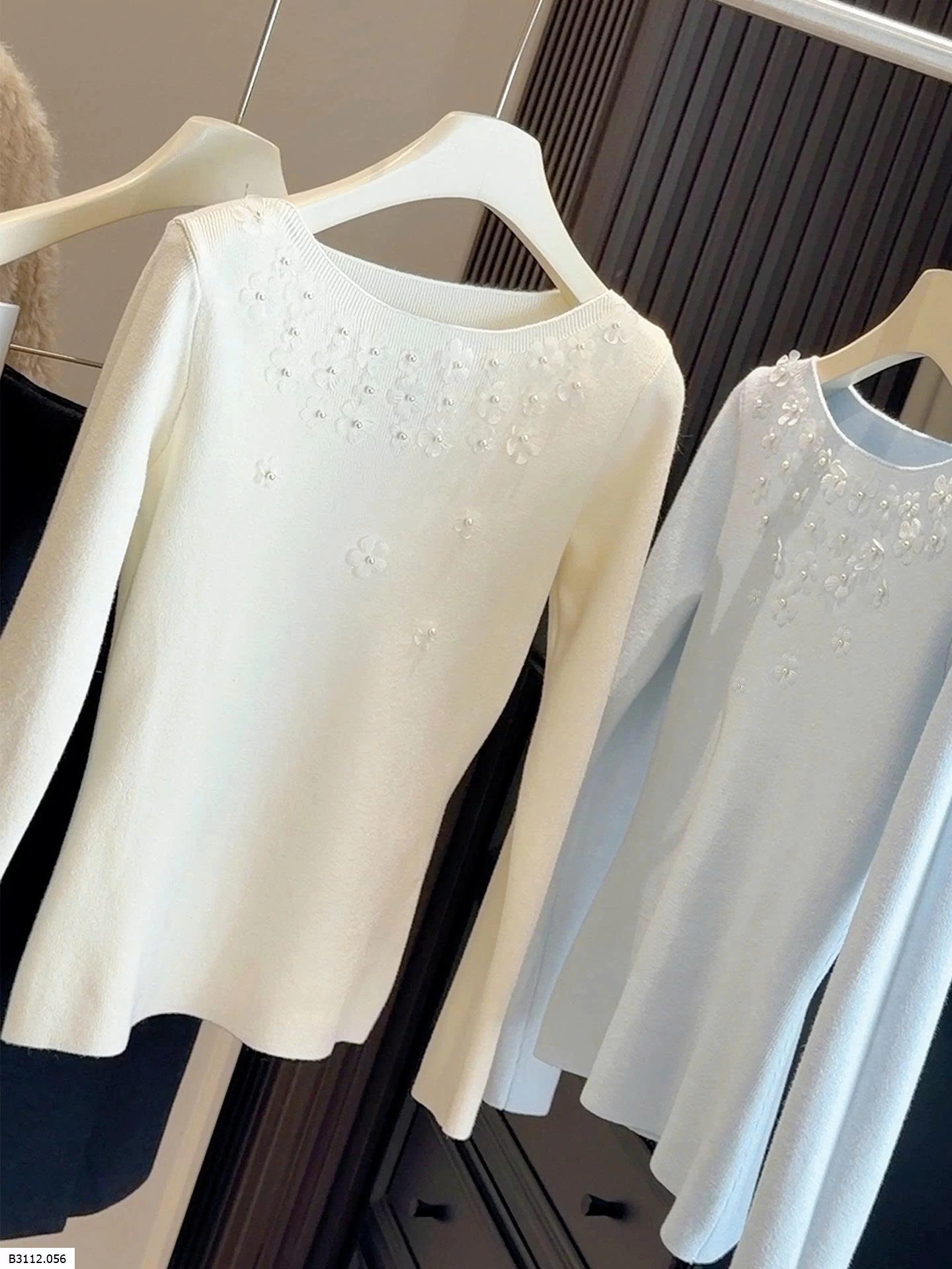 ÁO LEN HOA ĐÍNH HẠT CAO CẤP ANNA   Giá sỉ 180k