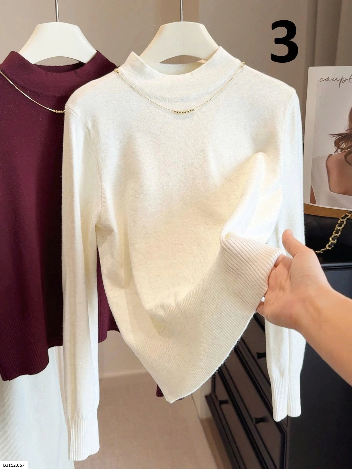 ÁO LEN NHŨ CỔ LỌ MIX DÂY CHUYỀN ANNA  Giá sỉ 180k