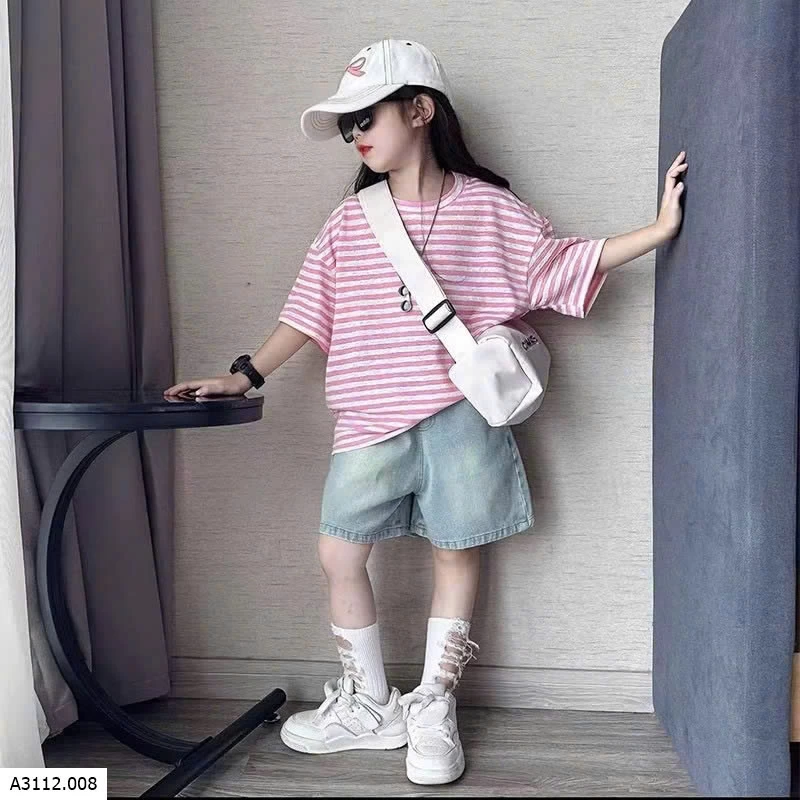 ÁO PHÔNG KẺ & QUẦN SHORT JEAN  Giá sỉ 320k/s