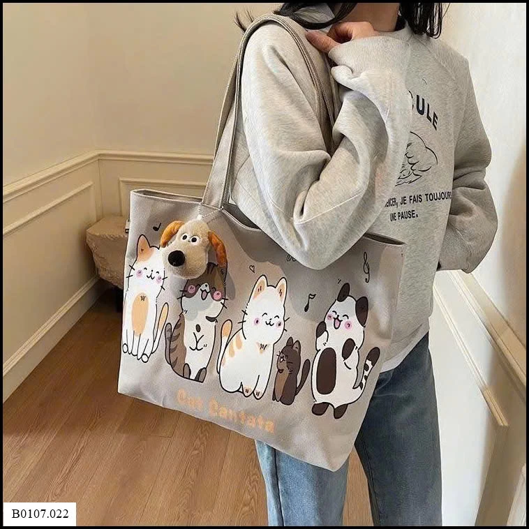 TÚI TOTE VẢI IN MÈO   Sỉ giá 50k