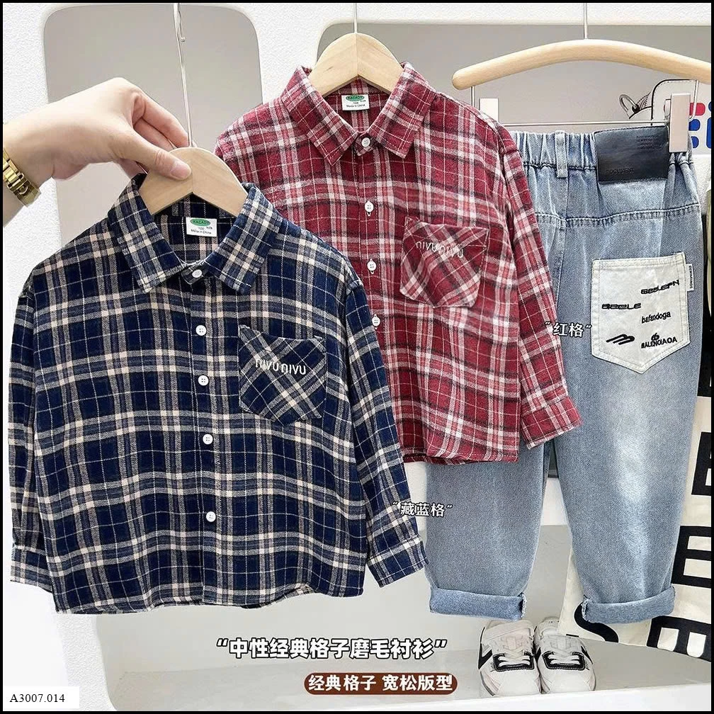 ÁO SƠ MI BÉ TRAI KACADY Giá sỉ 125k