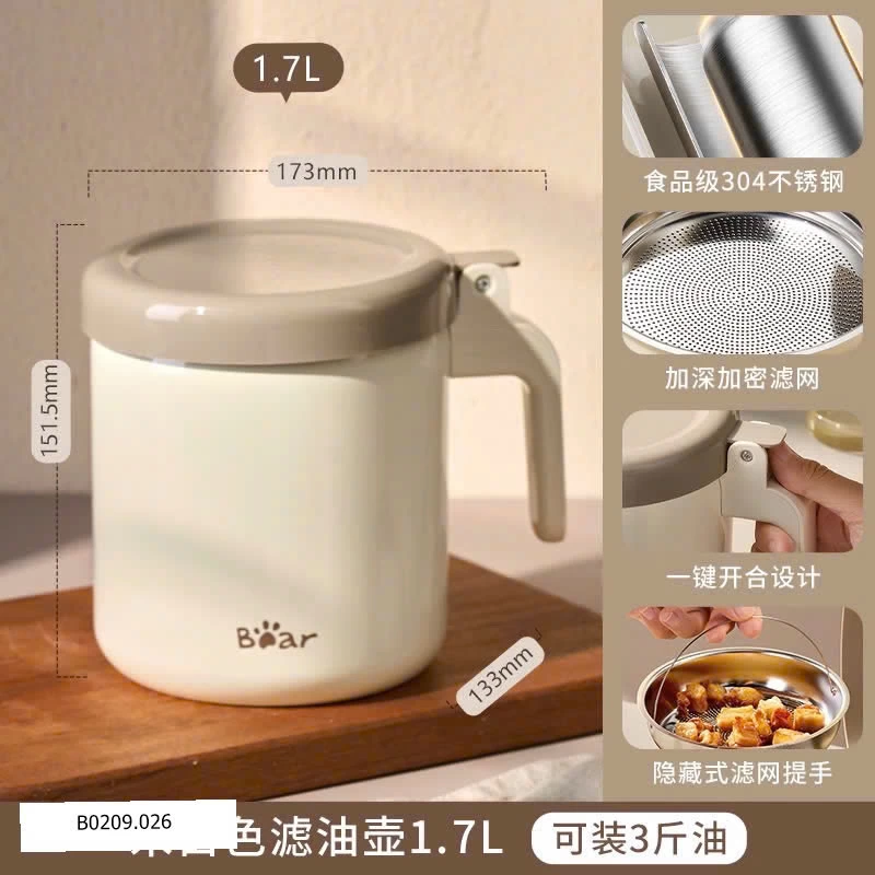 Bình lọc dầu inox Bear Giá sỉ 1,3L: 230k       1.7L: 265k