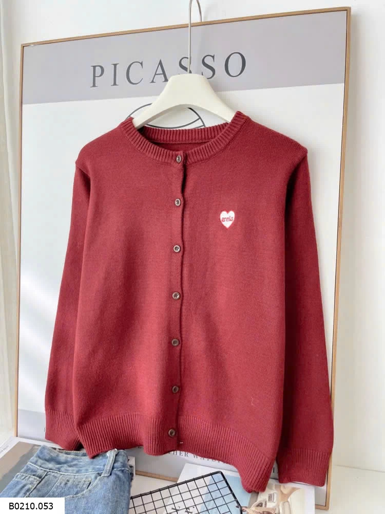 ÁO CARDIGAN LEN THÊU HÌNH TIM CHO NỮ    Giá sỉ 155k