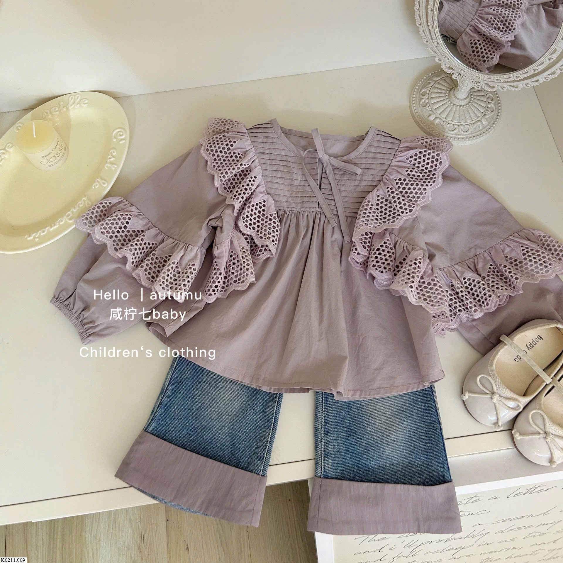 ÁO BABYDOLL PHỐI QUẦN JEAN PHỐI VIỀN Sỉ áo=quần: 166k