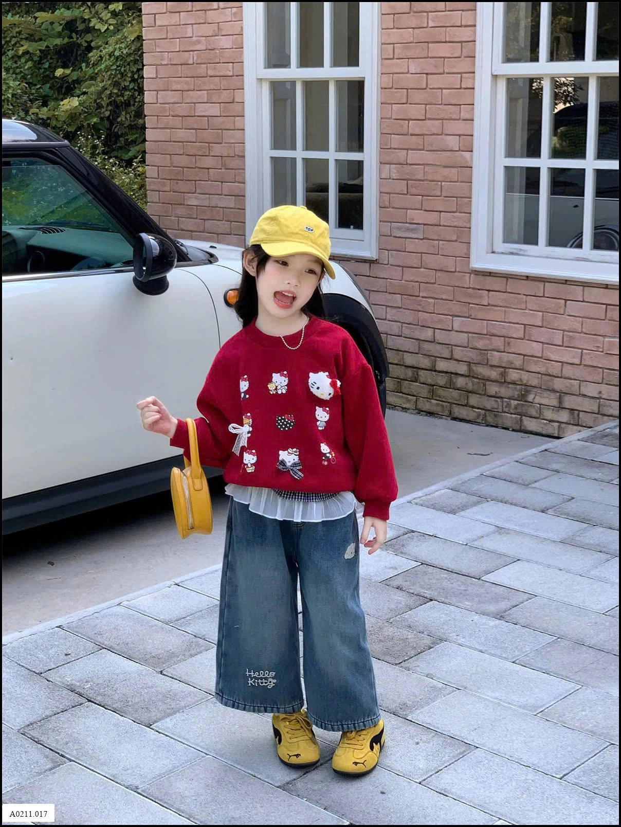 SET ÁO NỈ KITTY MIX QUẦN JEAN BG Giá sỉ áo: 169k quần: 207k