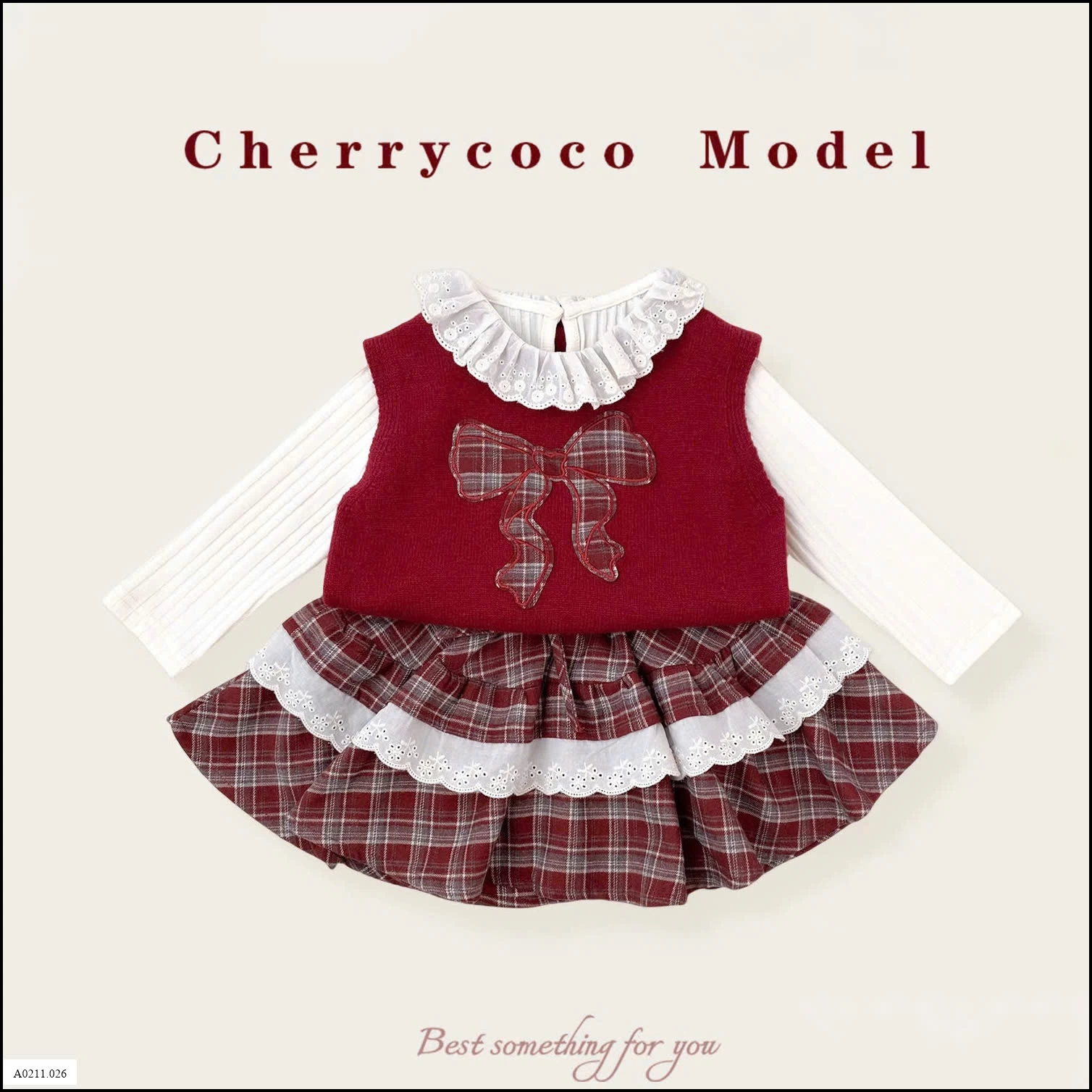 SET ÁO CỔ BÈO + GILE LEN  + CHÂN VÁY KẺ BÈO TẦNG BG   Giá sỉ 365k