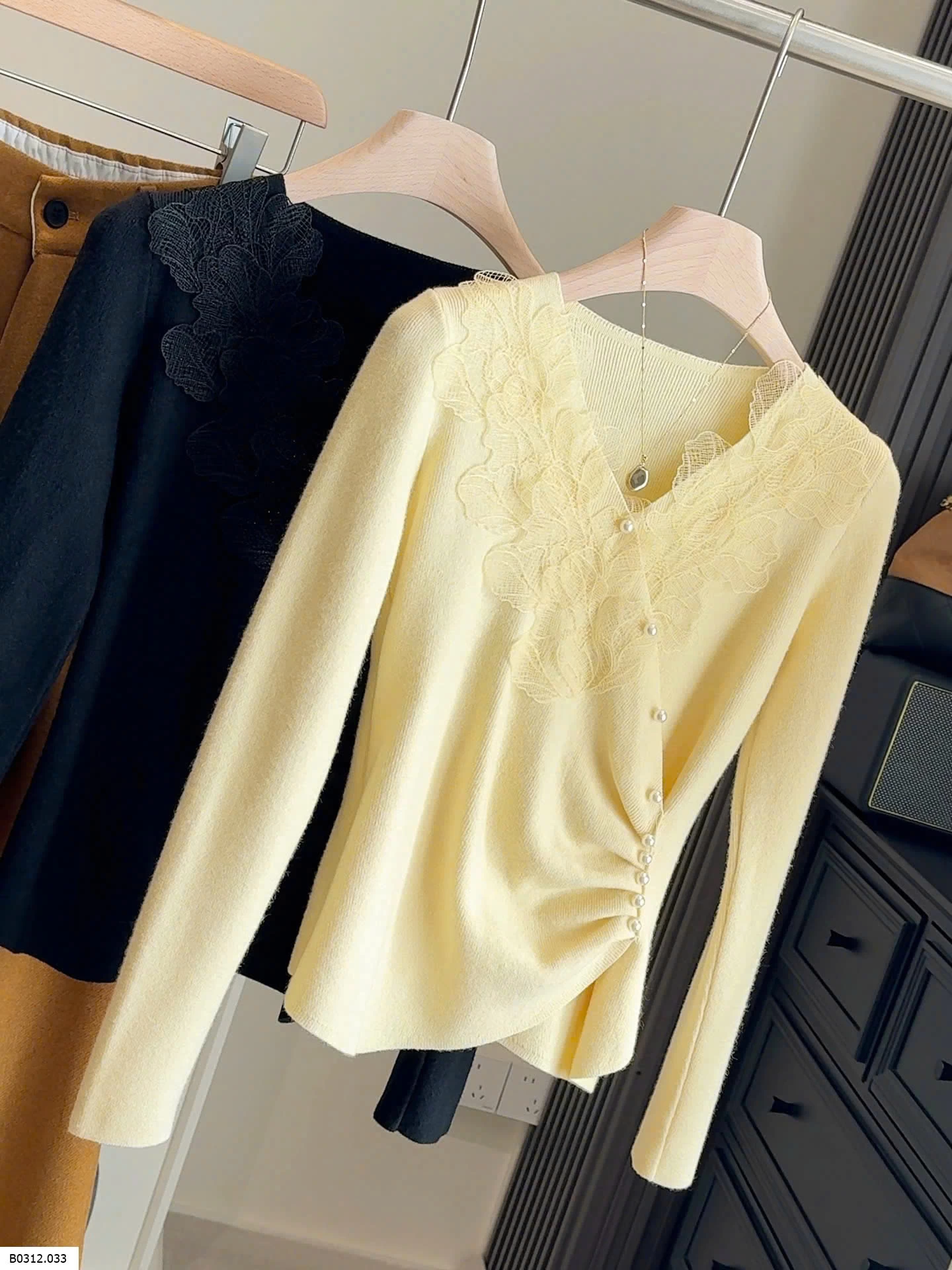 ÁO LEN CỔ TIM NHÚN EO PHỐI REN  Giá sỉ 203k