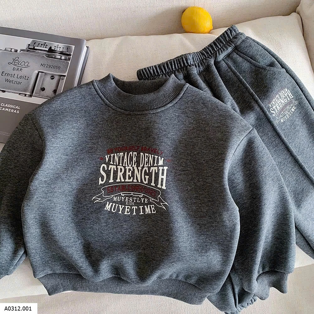 BỘ NỈ XÁM IN CHỮ MUYE BT  Giá sỉ 255k