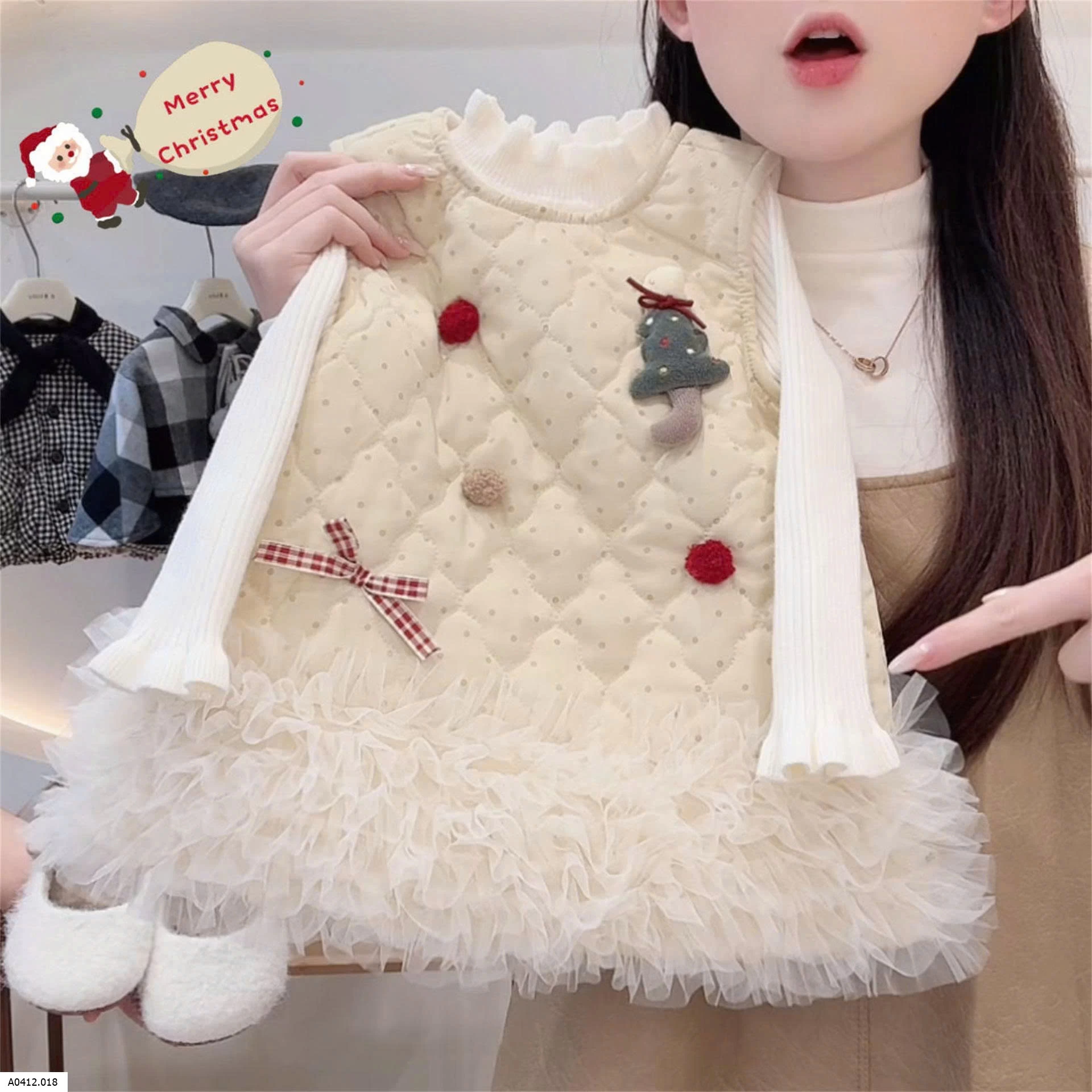 VÁY LEN LƯỚI CHẤM BI Giá sỉ váy 212k, áo 106k 