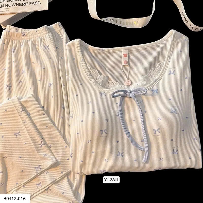 BỘ PIJAMA THUN MỎNG PHỐI REN Giá sỉ 155k