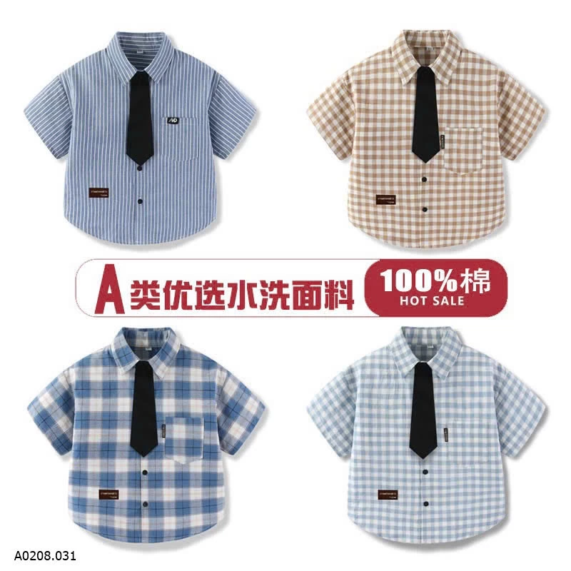 SƠ MI CỘC TAY PHỐI CÀ VẠT     Sỉ 85k