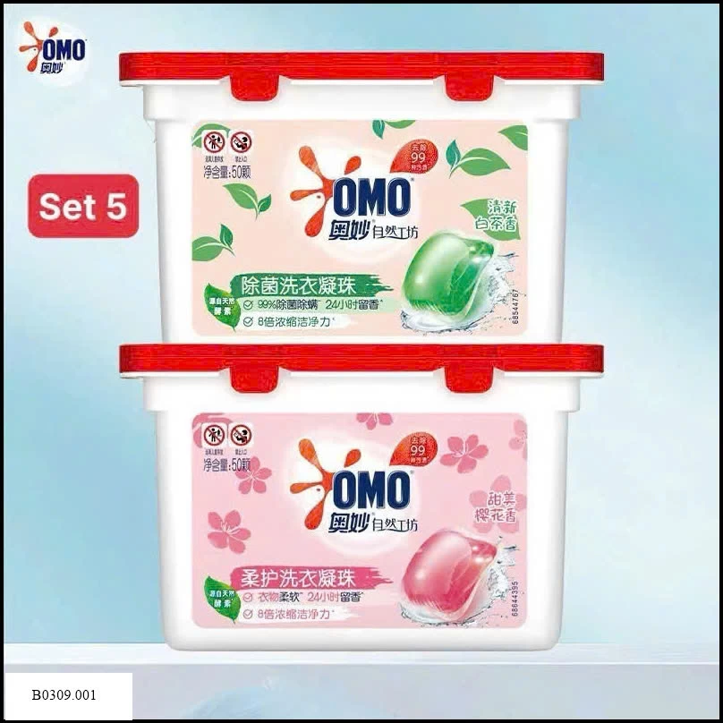 SET 2 HỘP VIÊN GIẶT OMO   Giá sỉ 145k/sét 2 hộp như ảnh e đánh số 