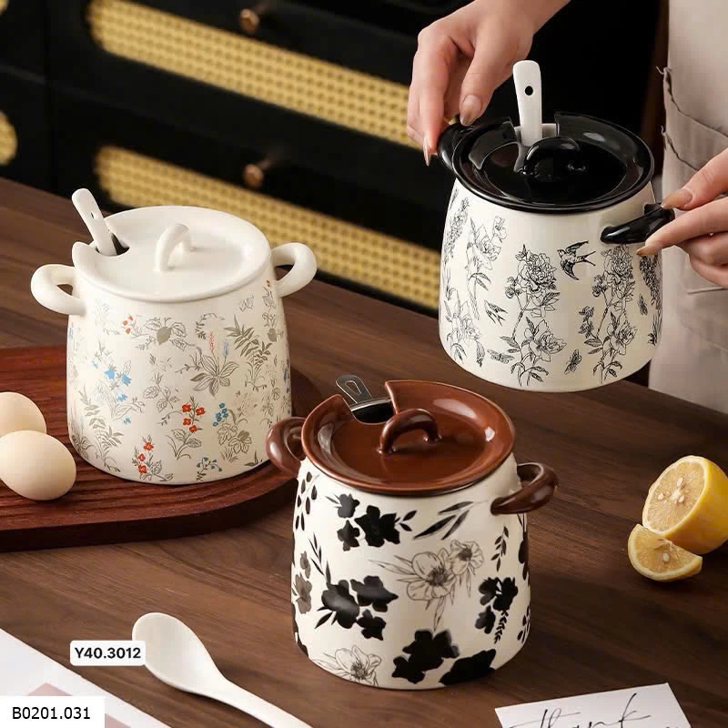 Hũ đựng mỡ có quai cầm 2 tai,kèm bộ lọc   Giá sỉ 250k