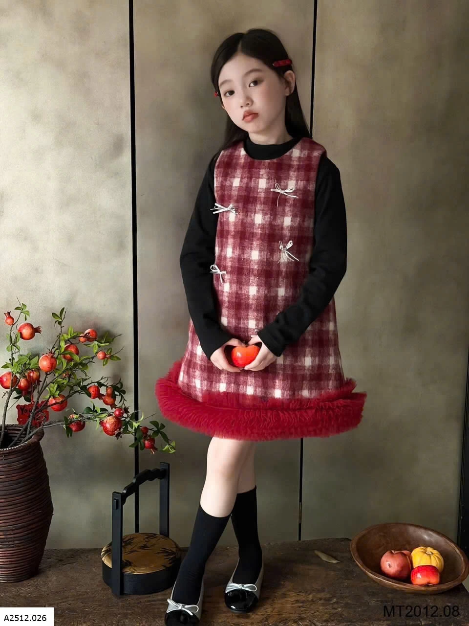 SET VÁY DẠ KẺ CARO CHO BÉ Giá sỉ váy 250k , áo 120k 