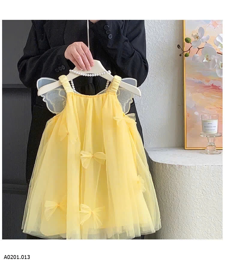 VÁY VOAN VÀNG 2 DÂY CÁNH BƯỚM BLUETOWN  Giá sỉ 186k